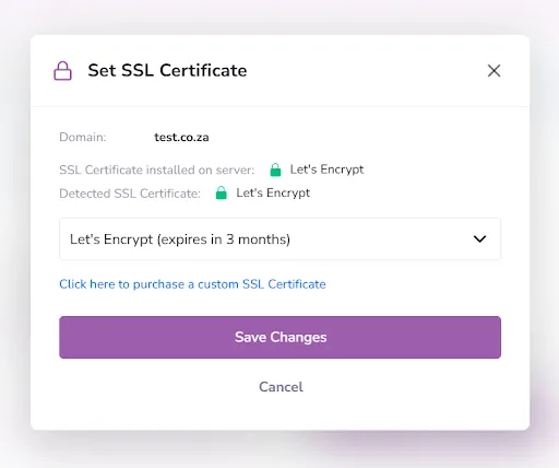 alpha panel ssl certificate