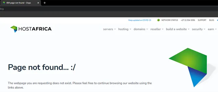 A 404 error code on HostAfrica