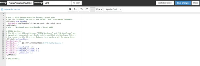 Edit htaccess