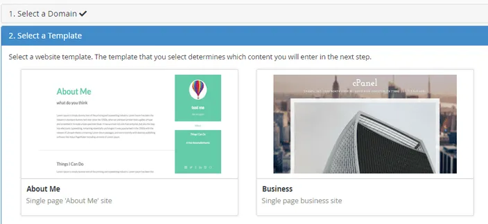 Selecting a placeholder page for website in cPanel