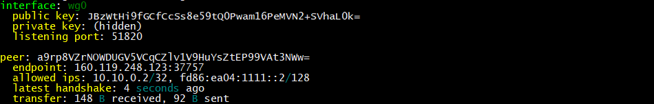 Debian WireGuard server interface status