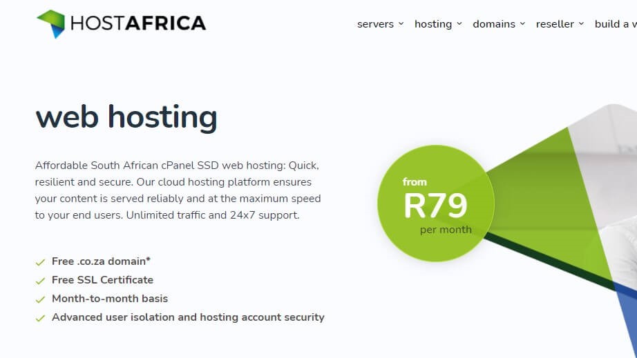 example of keywords in first paragraph of hostafrica web hosting page