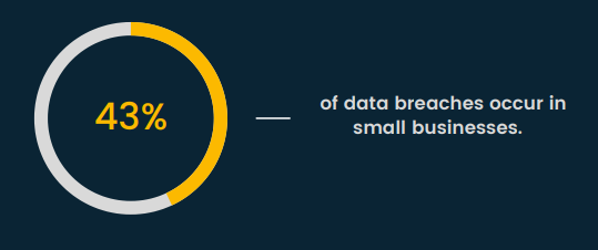  A Redefine Privacy graph displaying how much data breaches that occur happen to small business