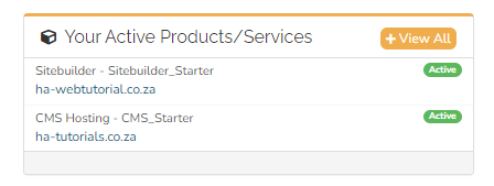 active products services screenshot