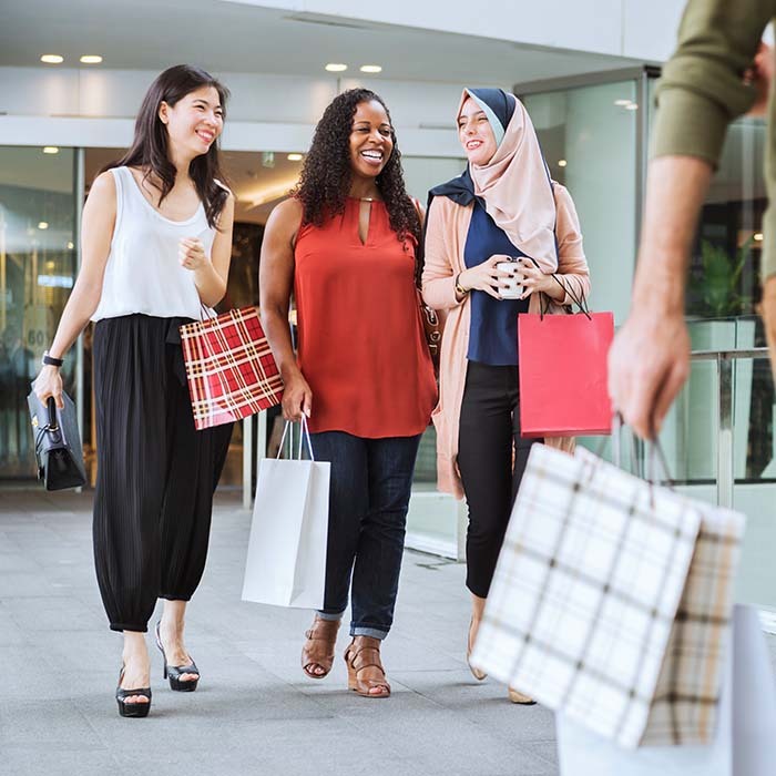 Group of women enjoying a day shopping