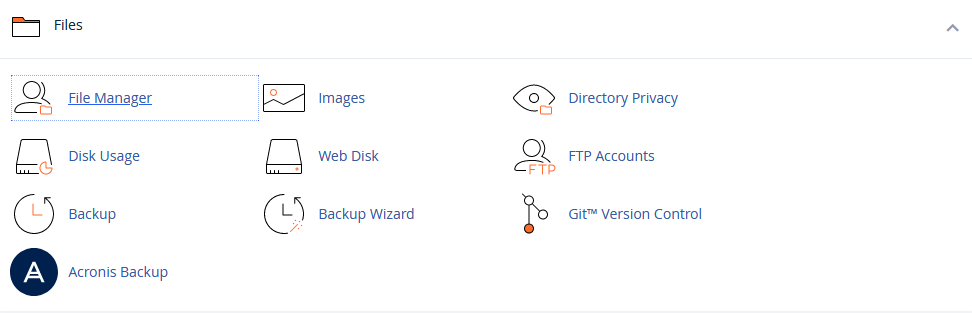 Files section in cPanel