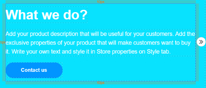 A body of text on a mockup Site Builder website page